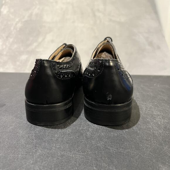 Leone Dress Shoes Mens Size 43 Black Leather Brogue Wingtip Made In Italy main image 7